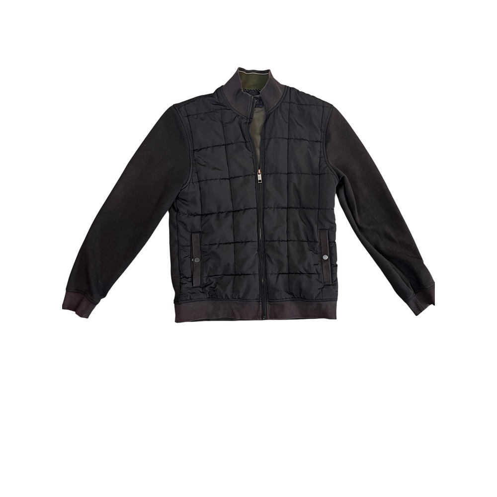 Ted Baker London Men Quilted Bomber Jacket Black Full Zip Size 4